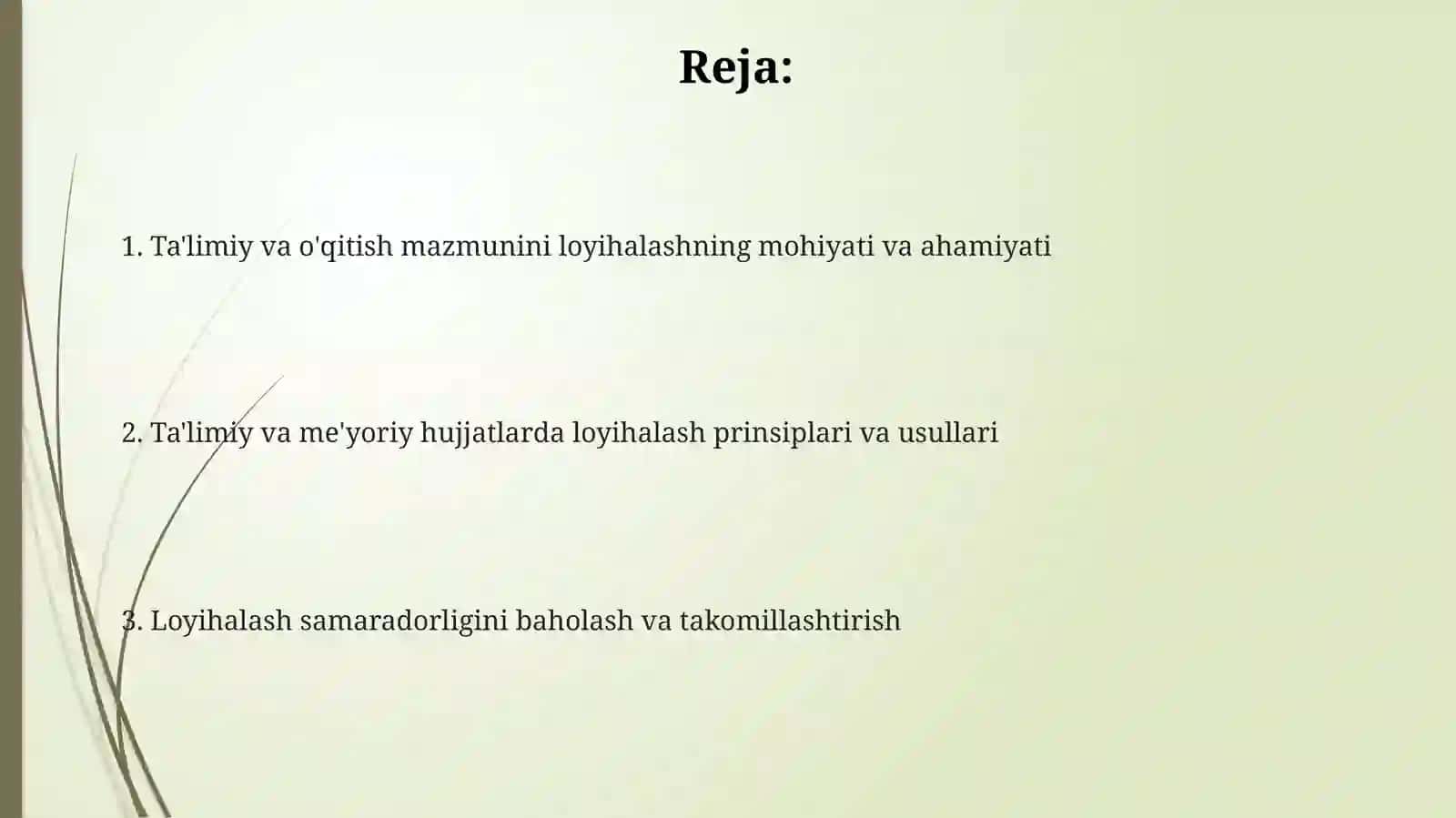 Ta'limiy hujjatlar va mazmuni dizayni 2