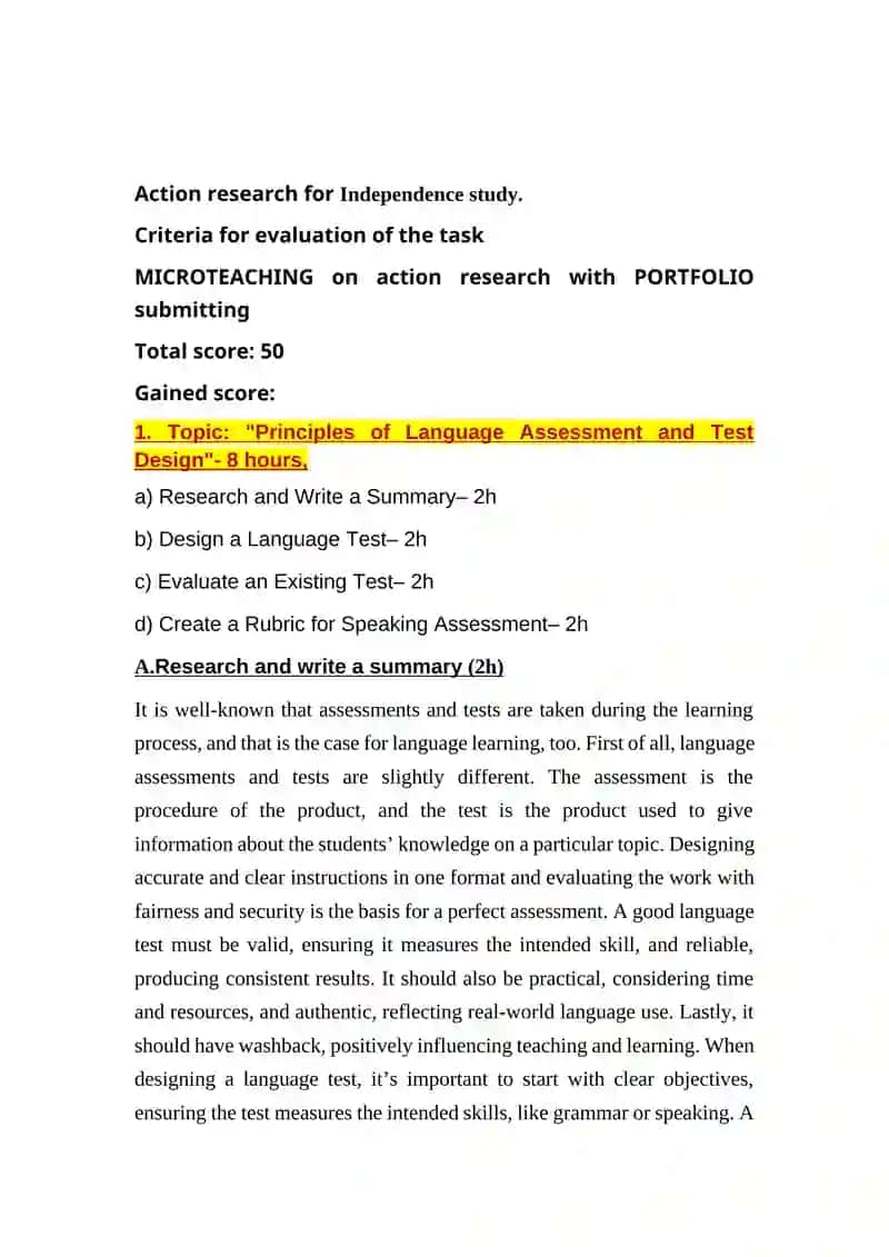 Principles of Language Assessment and Test Design 2