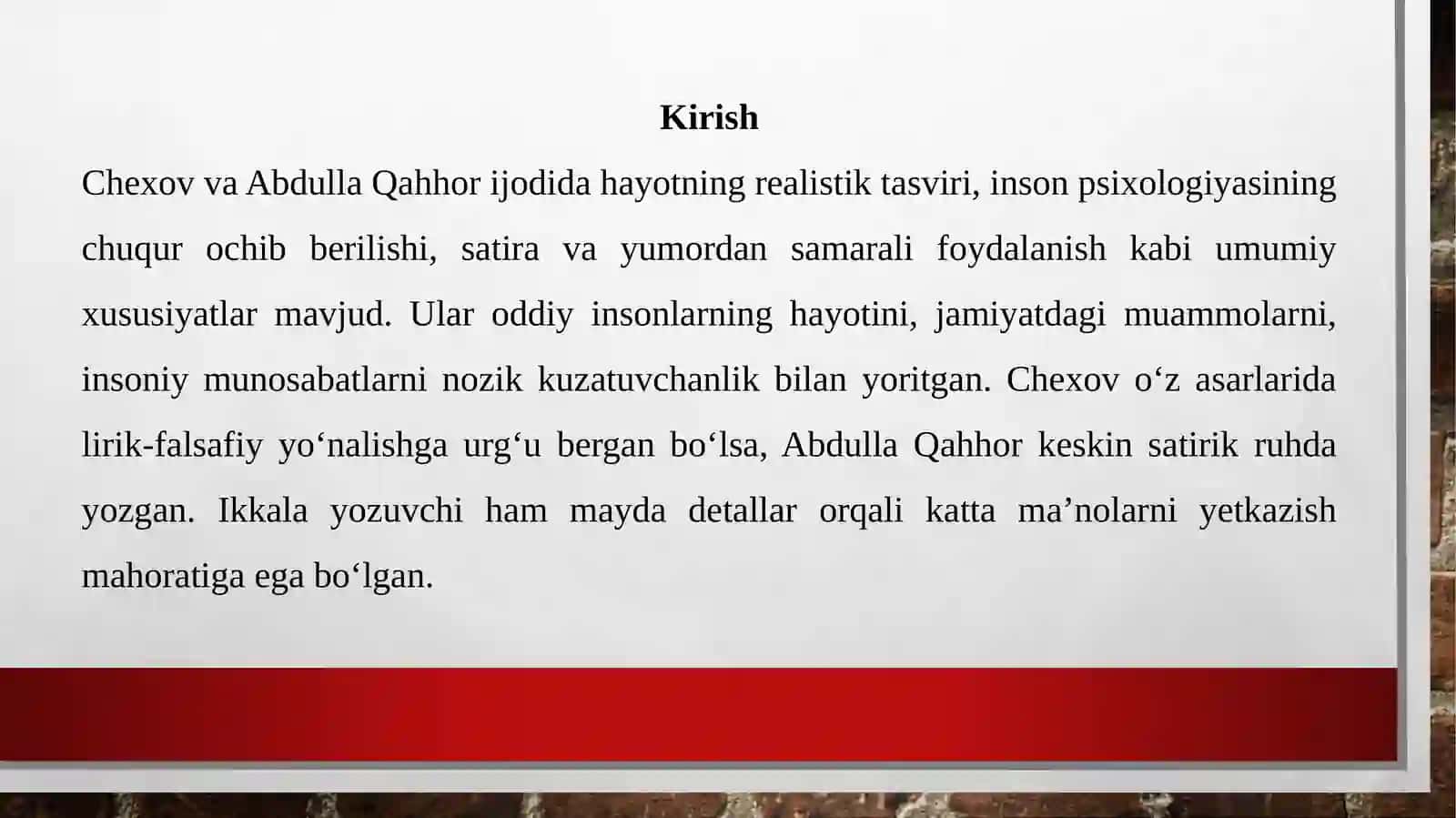 Chexov va Abdulla Qahhor asarlarining qiyosiy tahlili 2