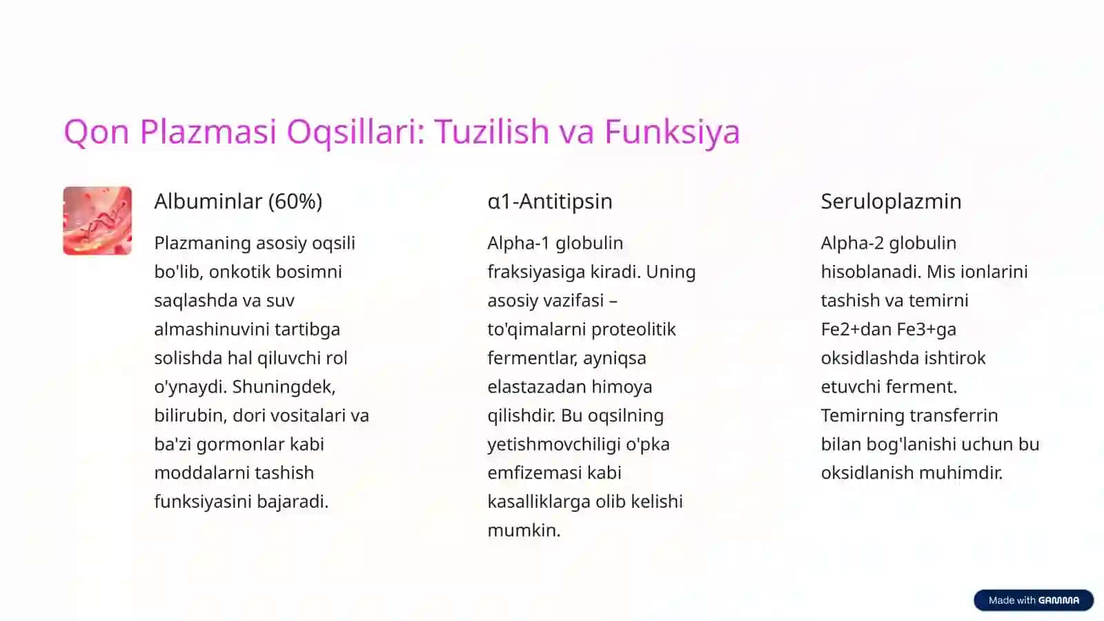 Qon Tizimi Biokimyosi: Molekulyar Tahlil 2