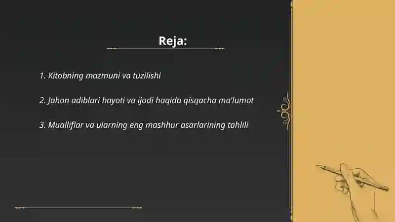 Jahon adiblari adabiyoti haqida 2