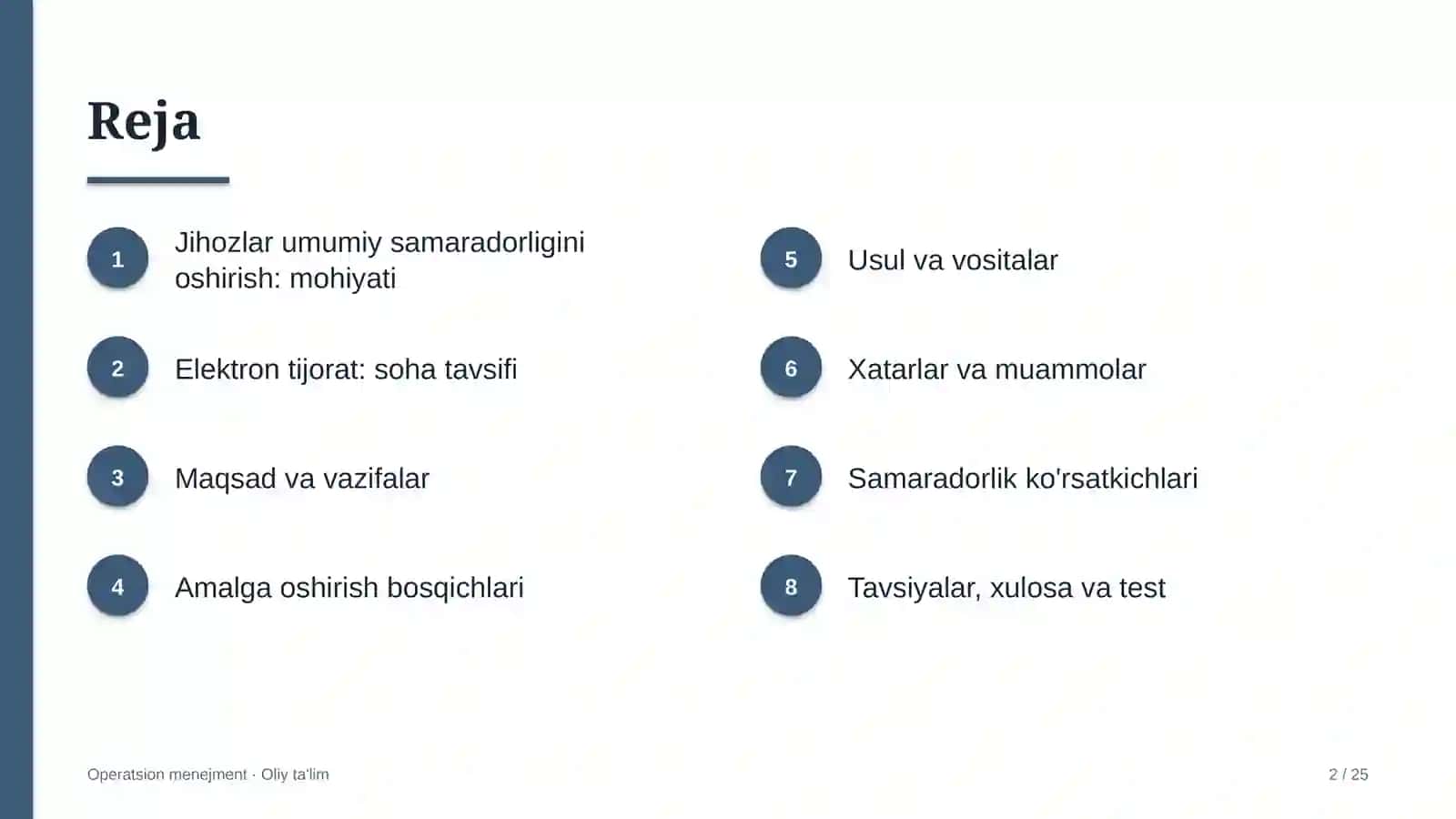 Elektron tijoratda jihozlarning umumiy samaradorligini oshirish 2