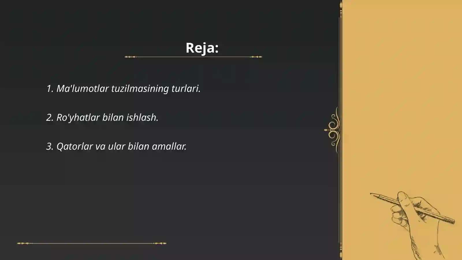 Ma'lumotlar tuzilmasi va uning metodlari bilan ishlash 2