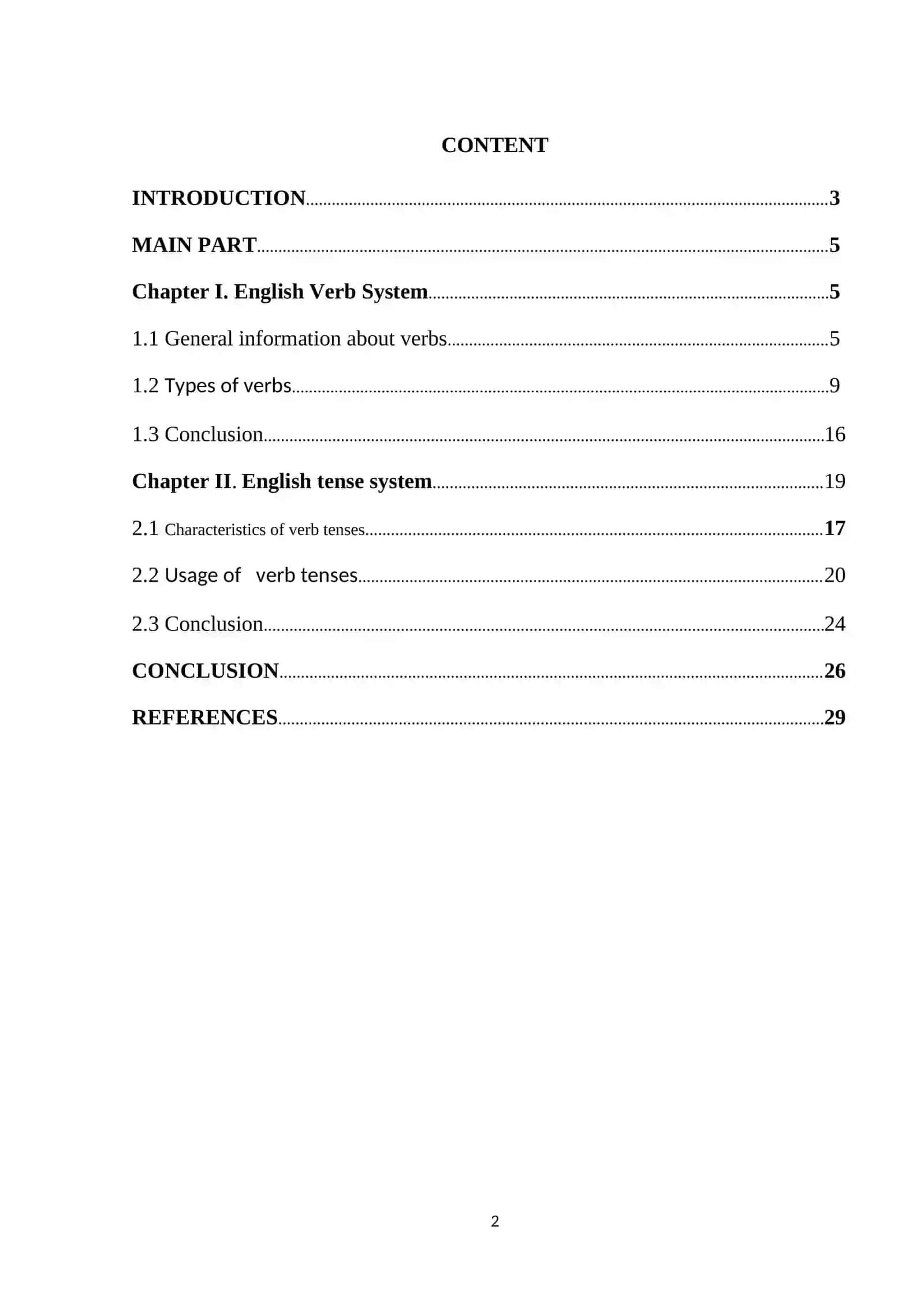 The system of English Verbs 2