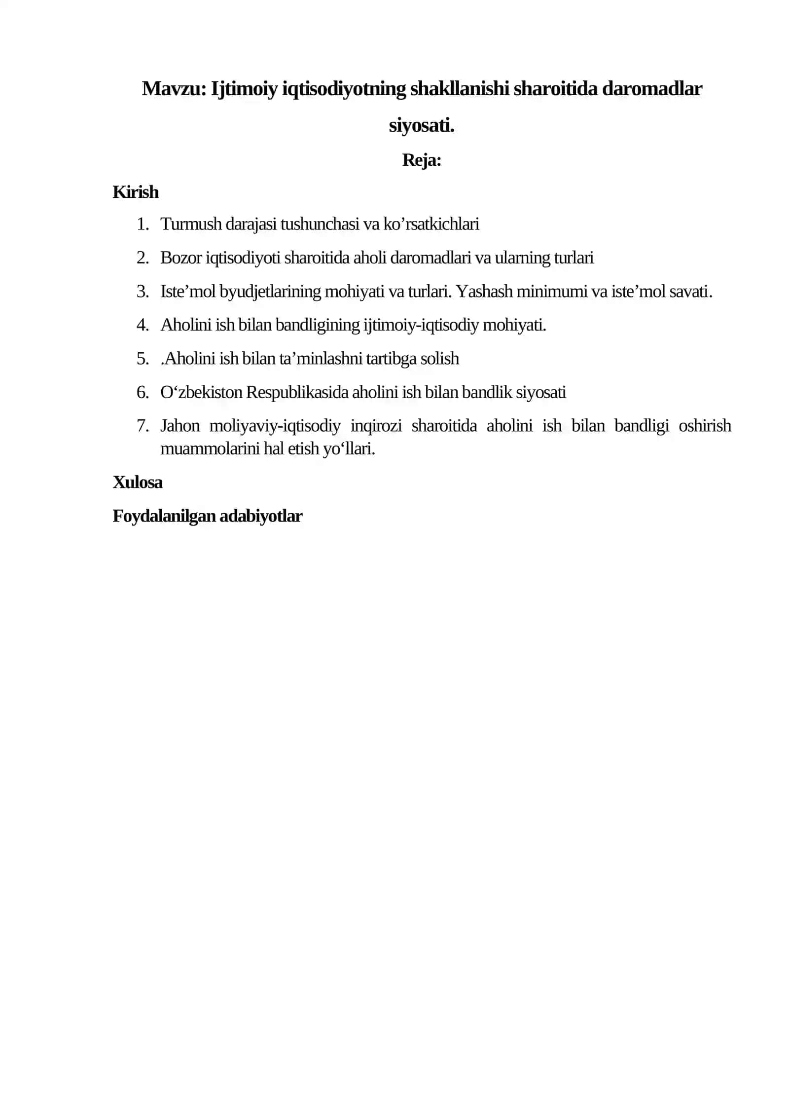 Ijtimoiy iqtisodiyotning shakllanishi sharoitida daromadlar 2