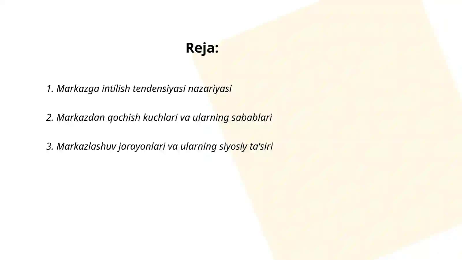 Markazga intilish va markazdan qochish tendensiyalarini aniqlash 2