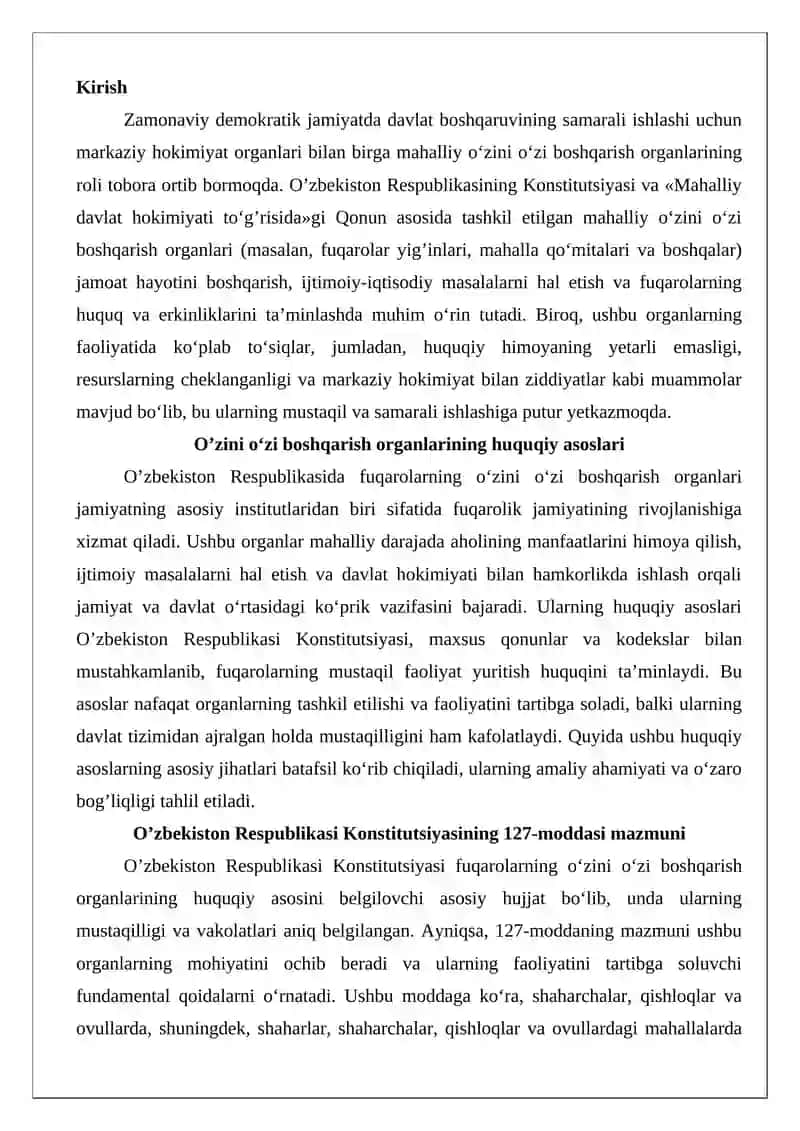 O’zini o‘zi boshqarish organlarining huquqiy asoslari 2