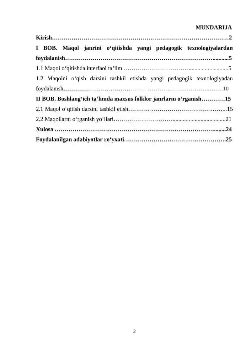 O’qish darslarida maqollarni o’rganish uslubiyoti 2