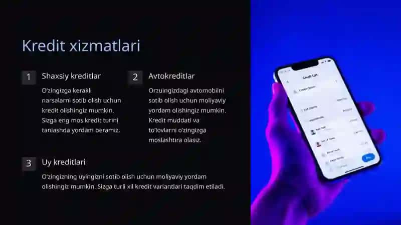 JOYDA ilovasi Kredit, omonatlar, o'tkazma xizmatlari 2