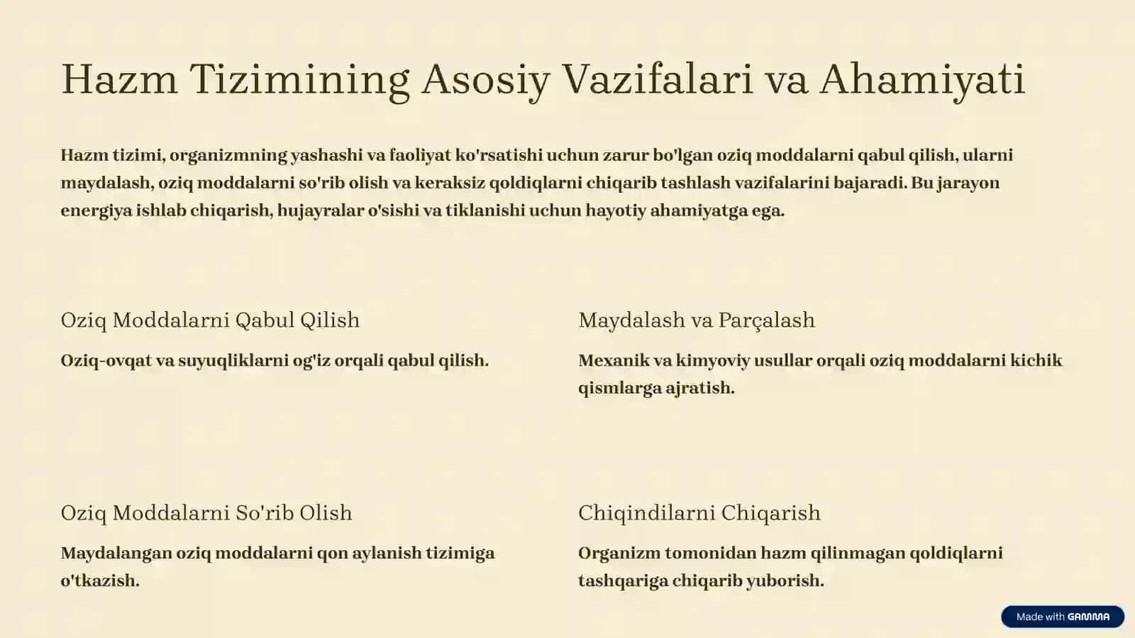 Hazm Kanali va A'zolarning Tuzilishi 2