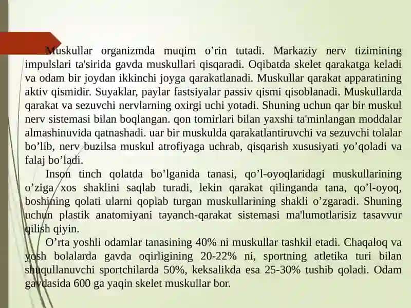 MUSKULLAR HAQIDA TA’LIMOT (MIOLOGIYA) 2