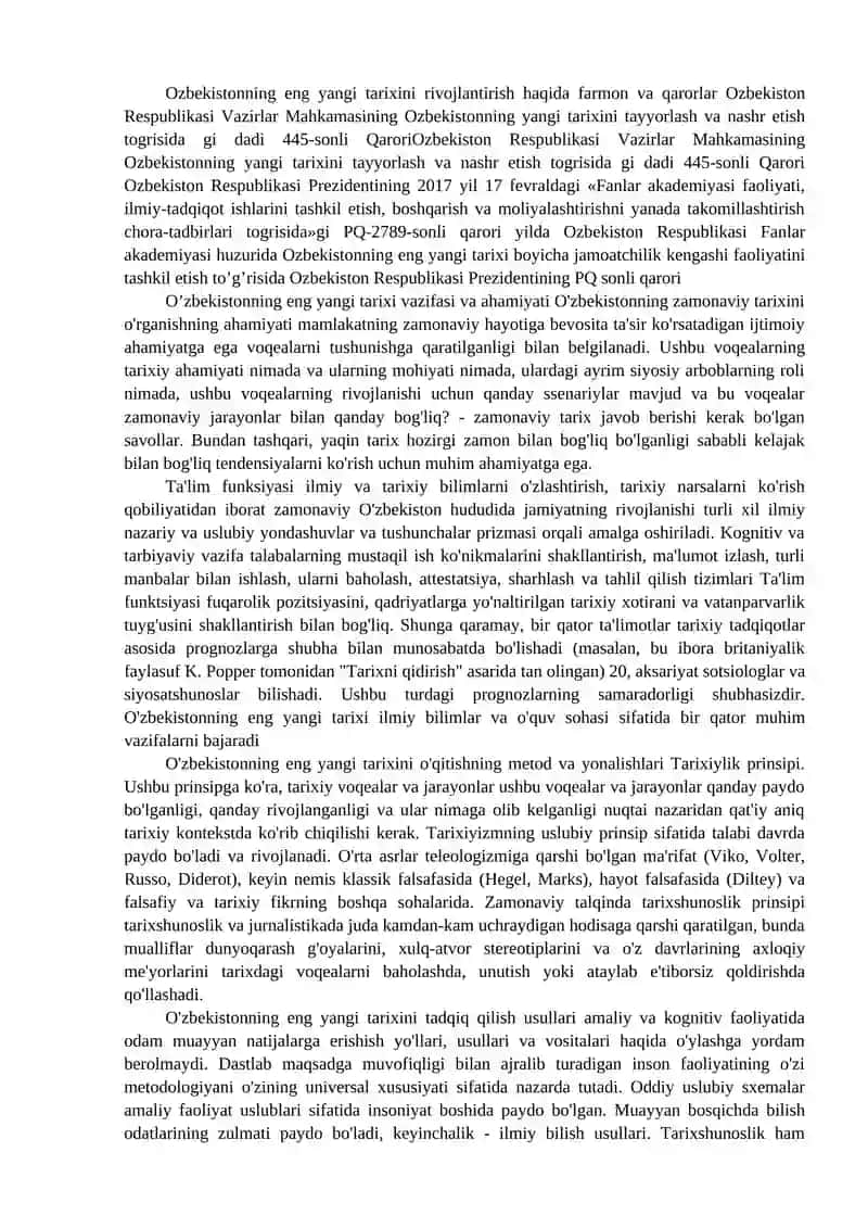 O'zbekistonning eng yangi tarixi vazifasi 2