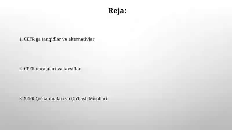 CEFR ingliz tilida tayyorlab ber 2