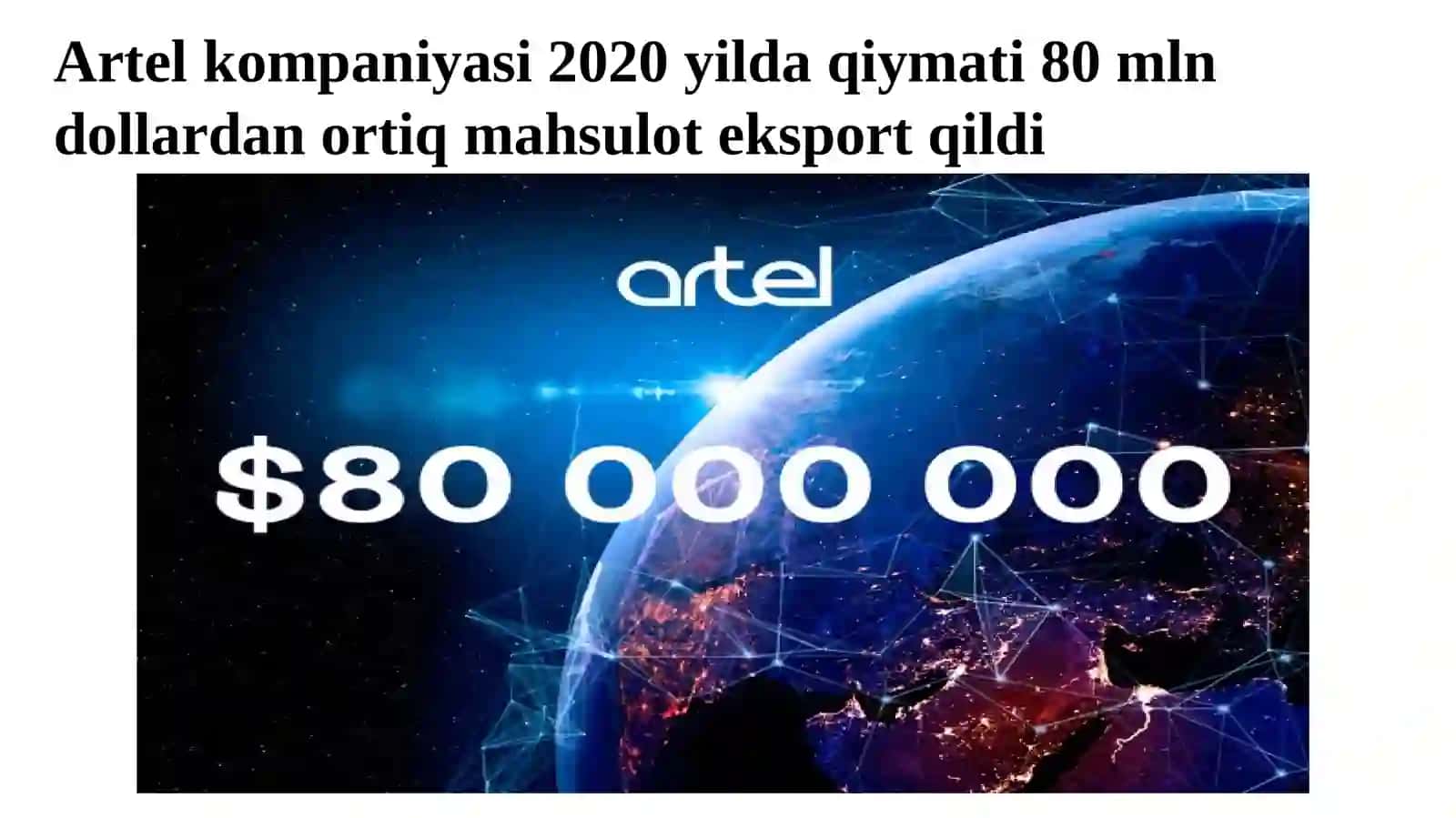 Artel kompaniyasining yillik statistikasi 2