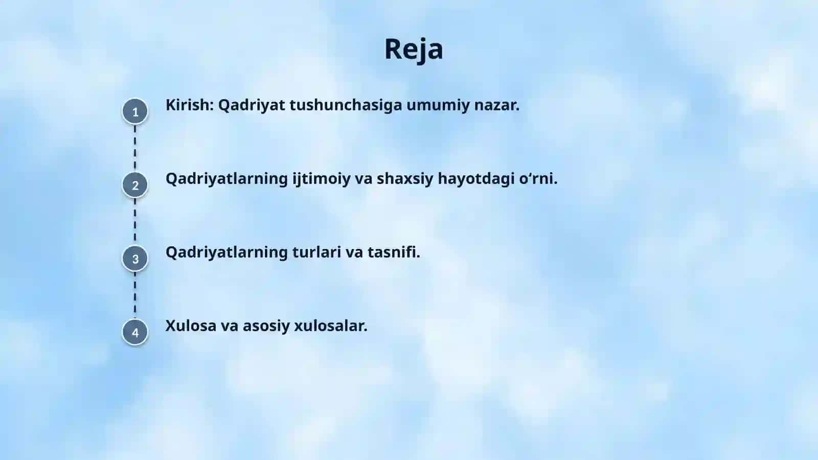 Qadriyat tushunchasining ma'nosi va uning umumiy tavsifi. 2