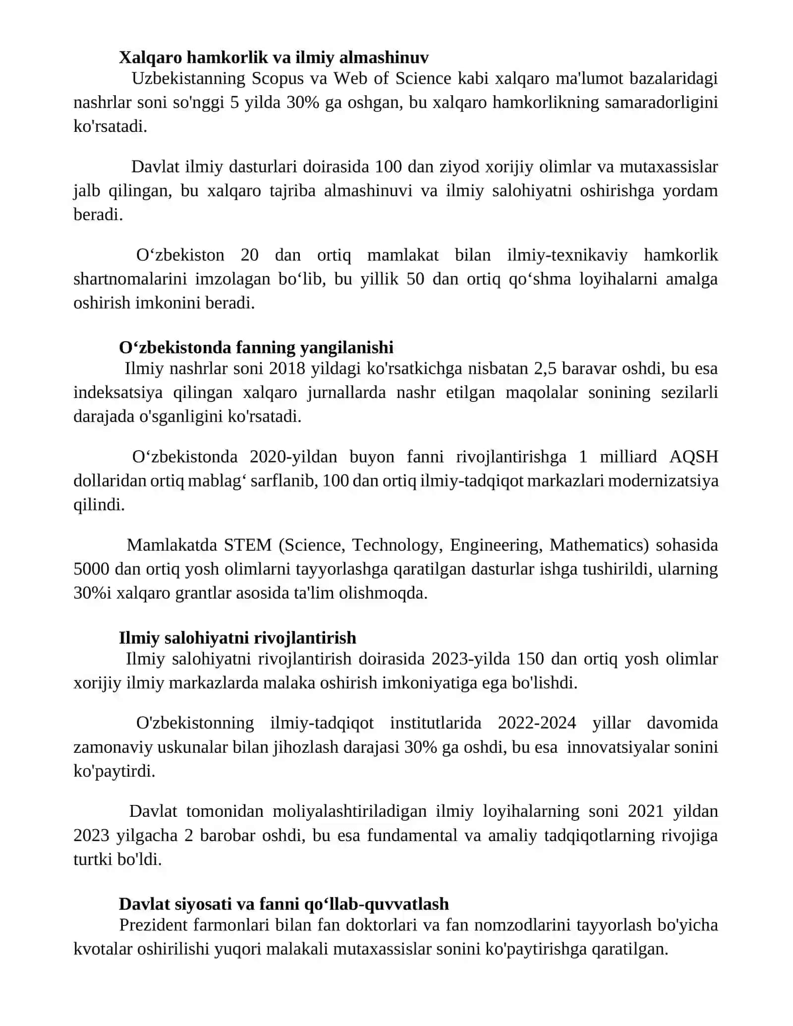 Oʻzbekistonda ilm fani: yangilanish va yutuqlar 2