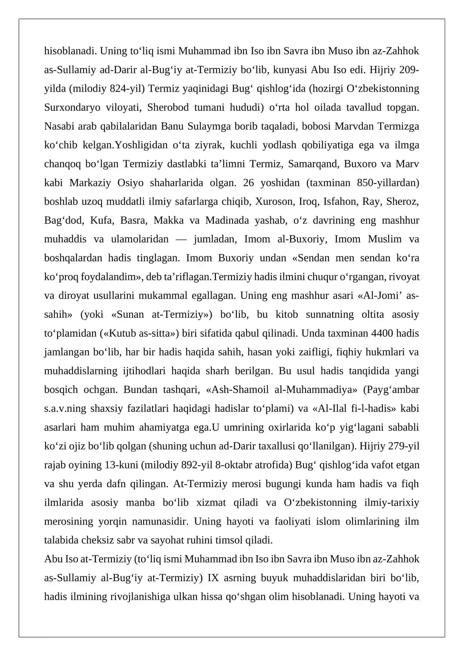 Abu Iso Muhammad at Termiziy 2