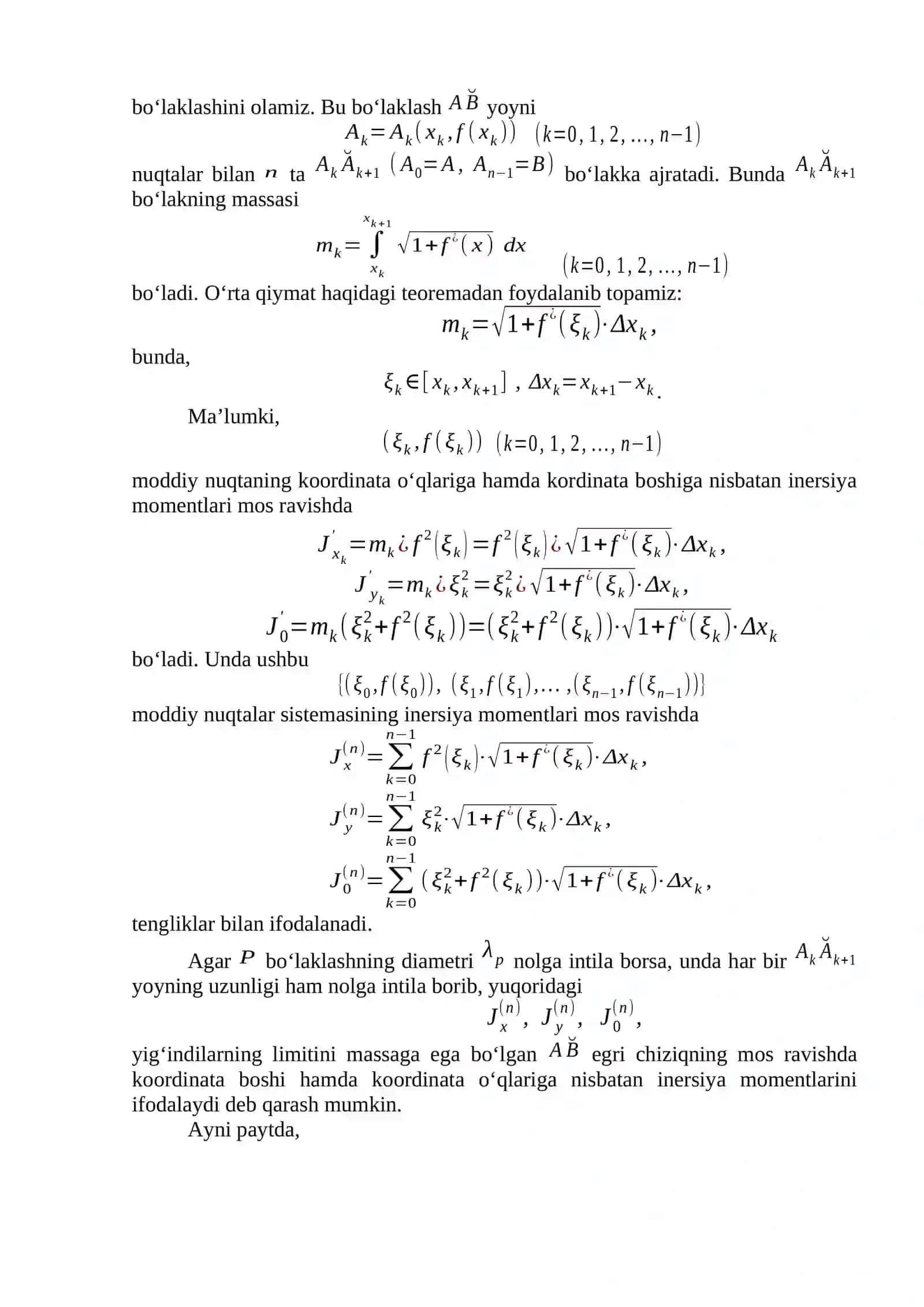 Integralning geometriyaga, fizikaga, mexanikaga ta'lim 2