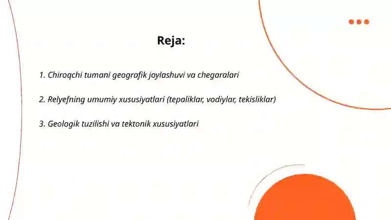 Chiroqchi tumani umumiy tabiiy geografiyasi 2