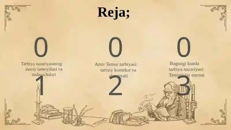 Amir Temurning "Temurtuzuklari" asarida tarbiya nazariyasi 2