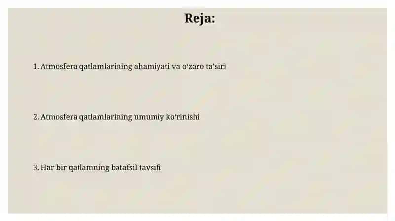 Atmasfera qavatlariga tarif 2