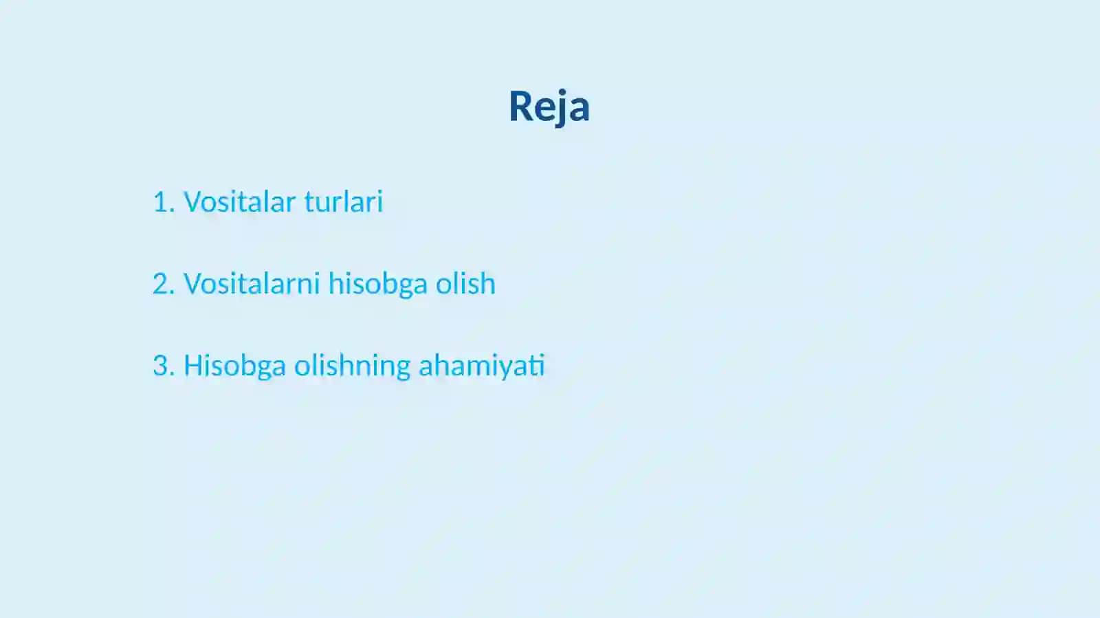 ASOSIY VOSITALARNI HISOBGA OLISH 2