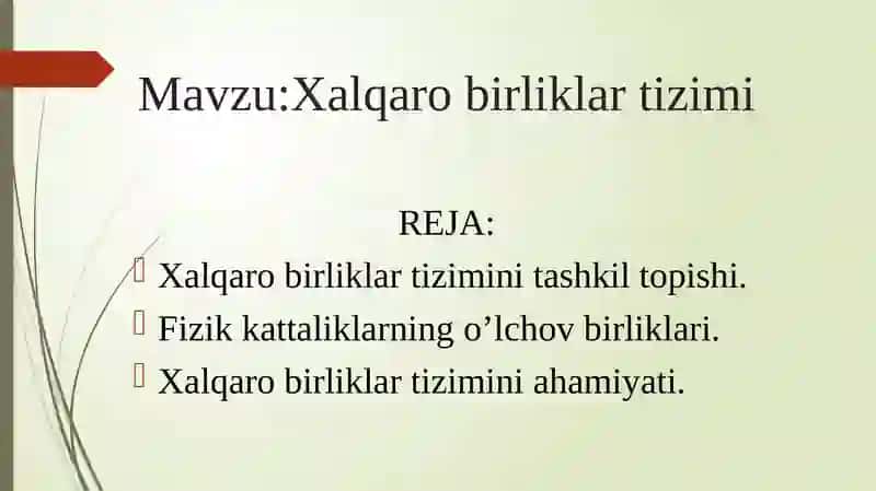 Xalqaro birliklar tizimi 2