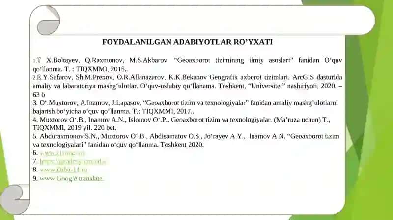 Geoaxborot tizimlar va texnologiyalar 2