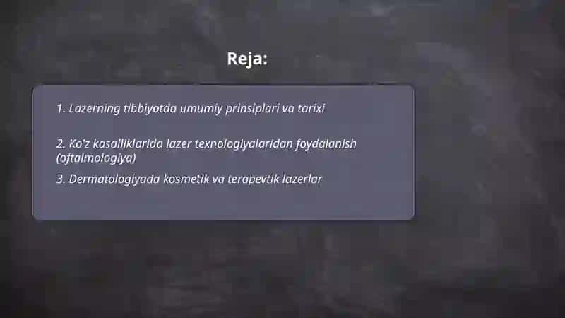 Lazerning tibbiyotda qollanilishi 2