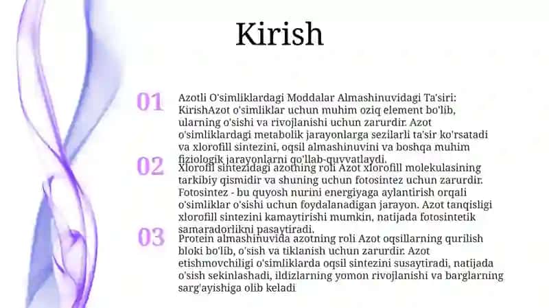 Azotni O‘Simliklardagi Moddalar Almashinuvidagi Ta‘Siri 2