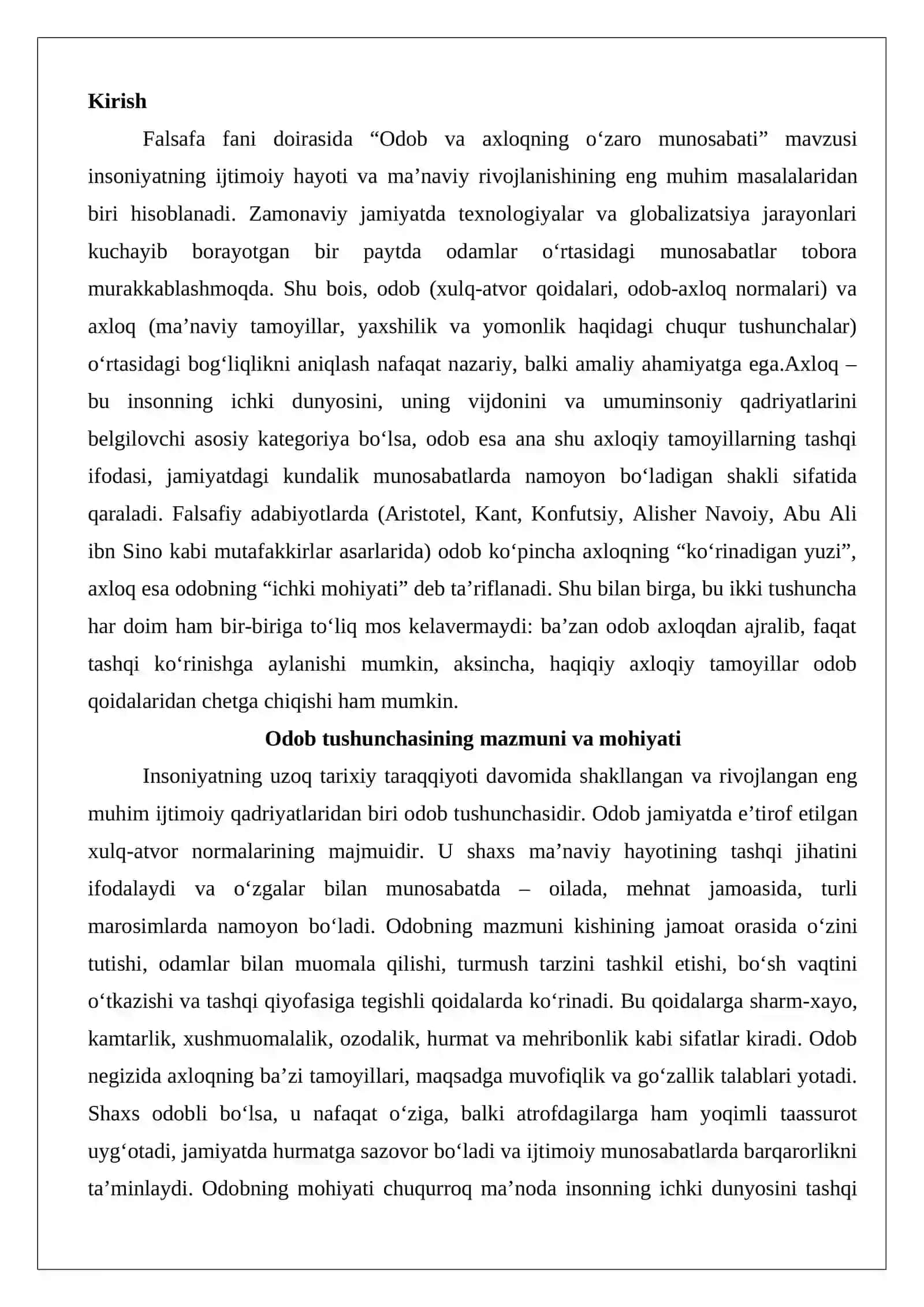 Odob va axloqning o‘zaro munosabati 2