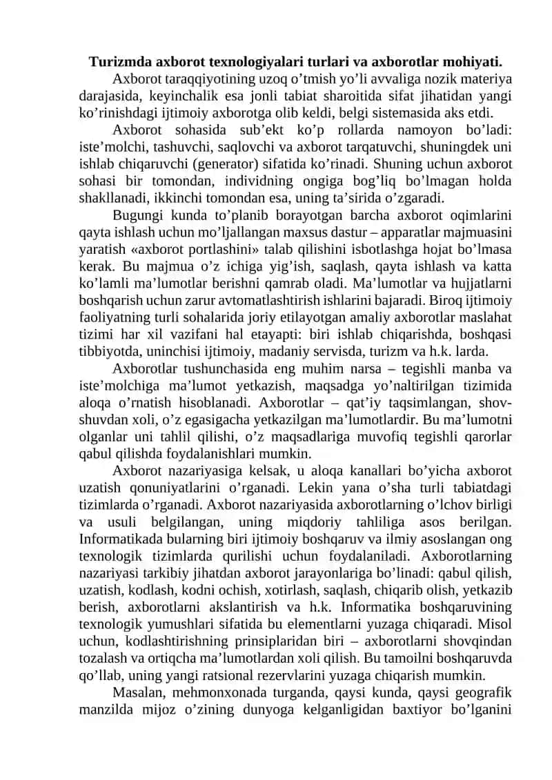 Turizmda axborot texnologiyalari 2