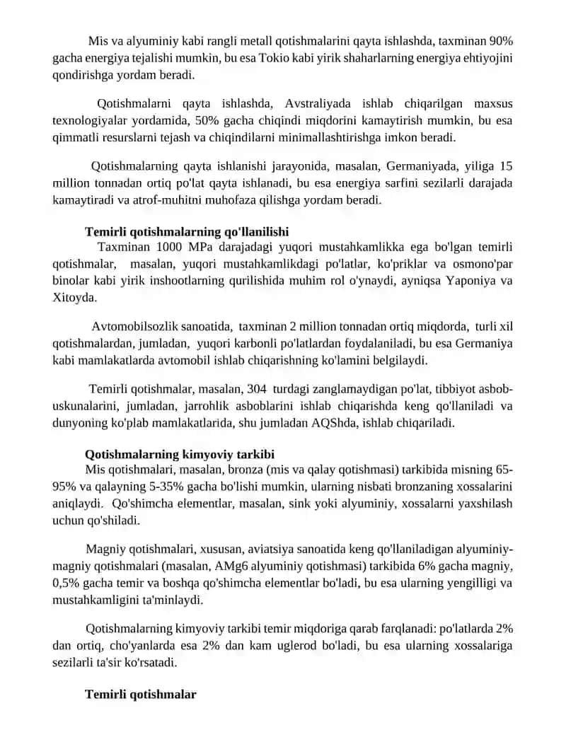 Qora va rangli metal qotishmalar 2