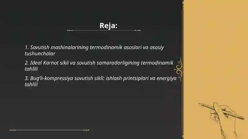 Sovutish mashinalari va issiqlik nasoslari termodinak tahlili 2