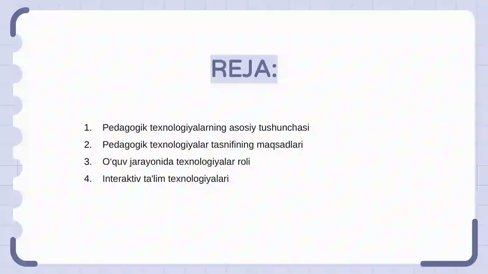 Pedagogik texnologiyalar tasnifi 2