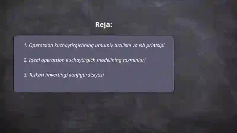 Operatsion kuchaytirgichlar 2