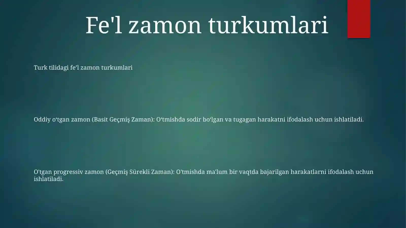 Turk tilidagi fe’l zamon turkumlari 2