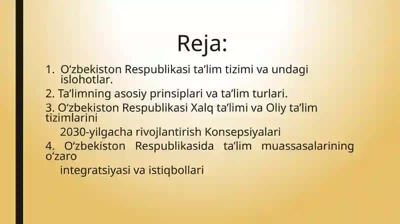 O’zbekiston Respublikasi ta’lim tizimida modernizatsiya jarayonlari 2