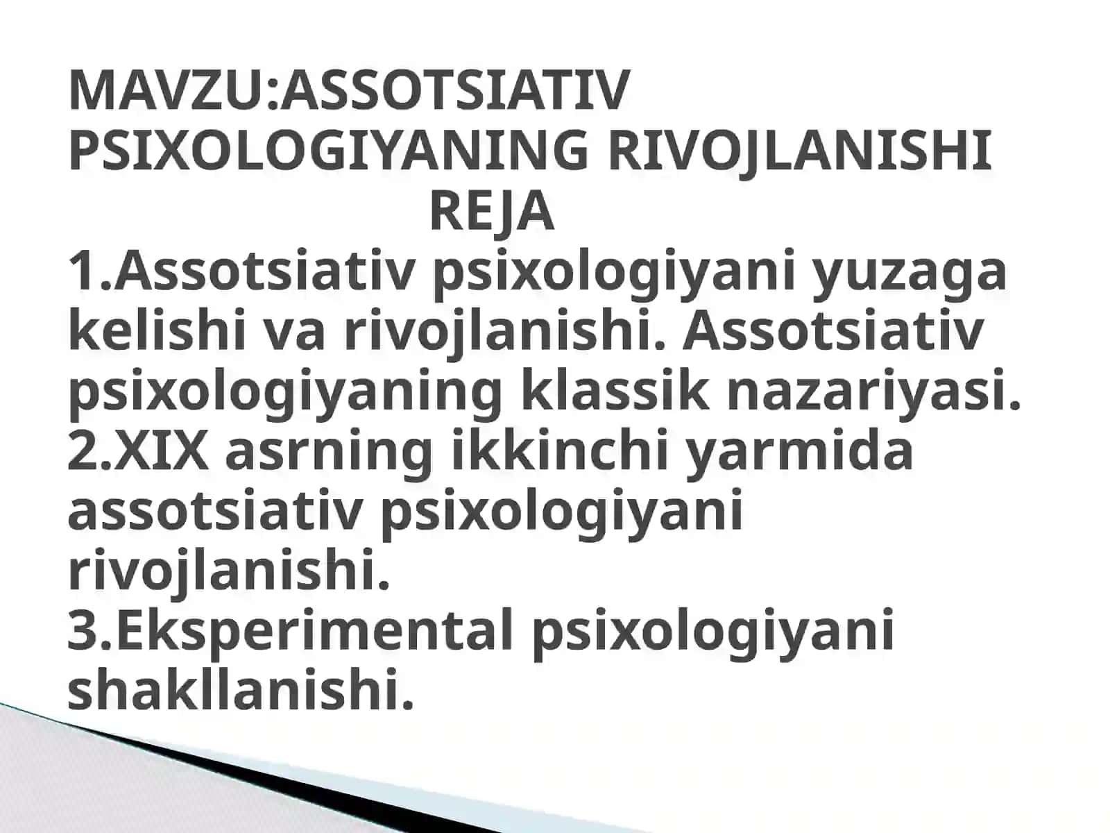 Assotsiativ psixologiyani rivojlanishi 2