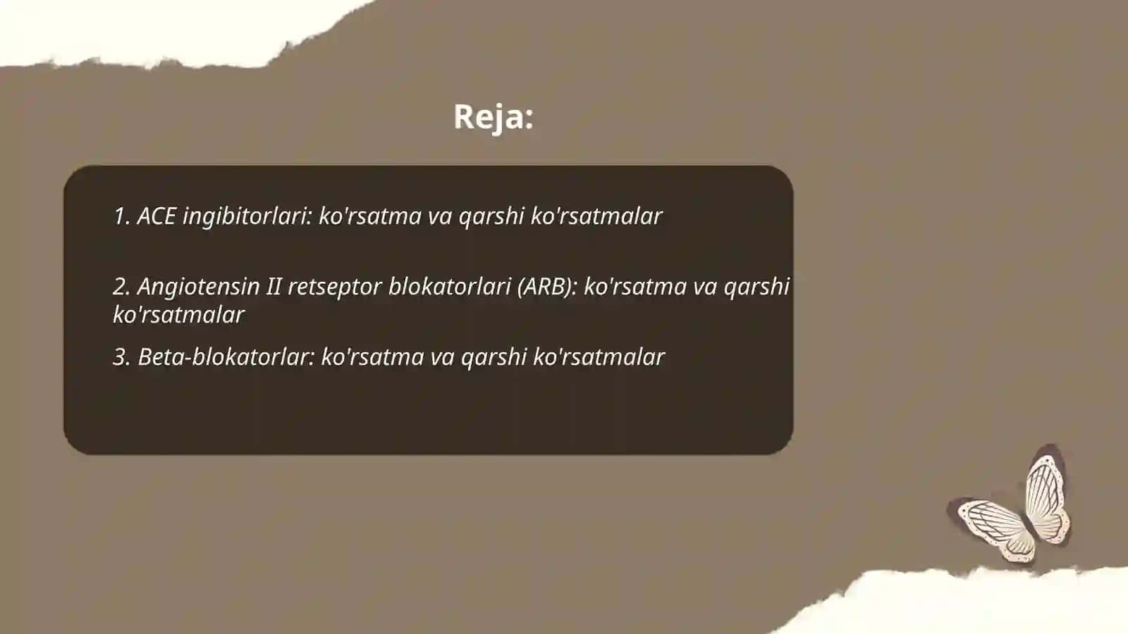Gipotenziv dori vositalari koʻrsatma va qarshi koʻrsatmalar 2