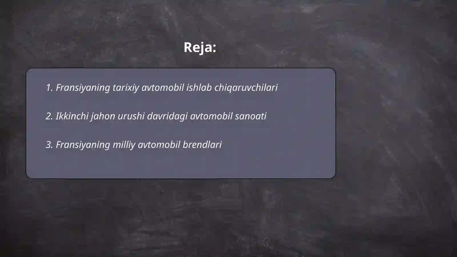 Fransiya avtomobil sanoati rivojlanishi 2