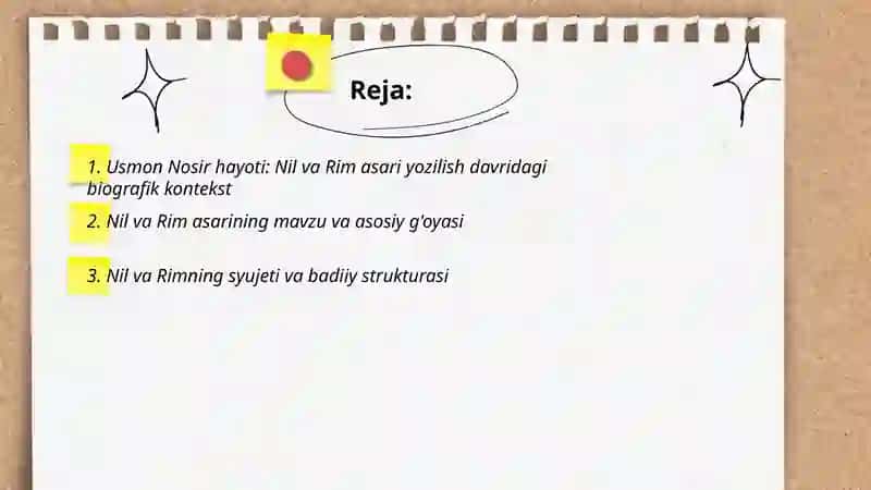Usmon Nosir hayoti va ijodi Nil va Rim asari 2