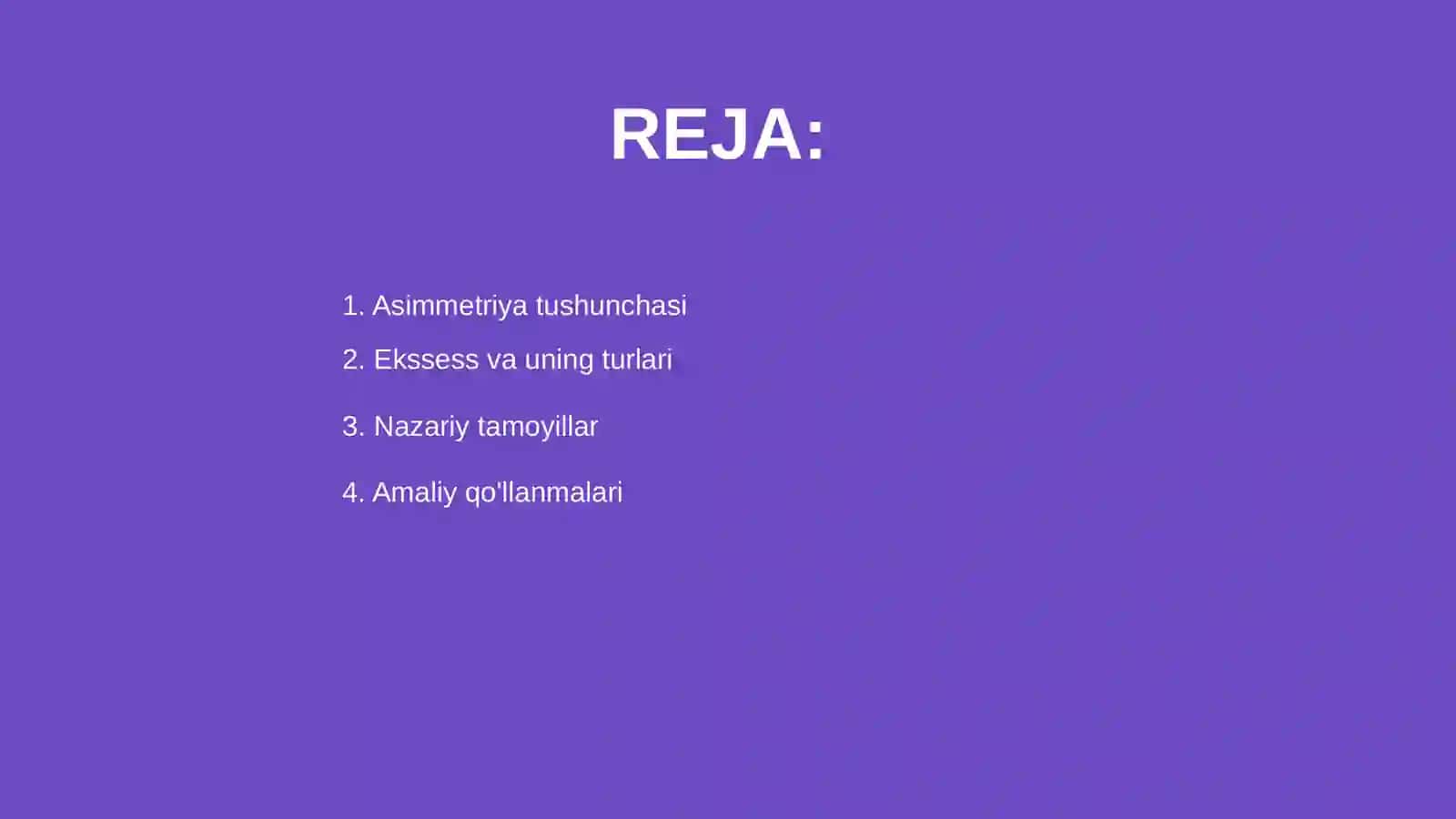 Asimmetriya va ekssess. Nazariy va amaliy jihatlari 2
