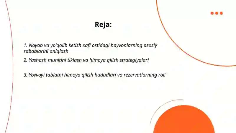 Noyob va yoʻqolib ketish xafi ostidagi hayvonlarni saqlash 2