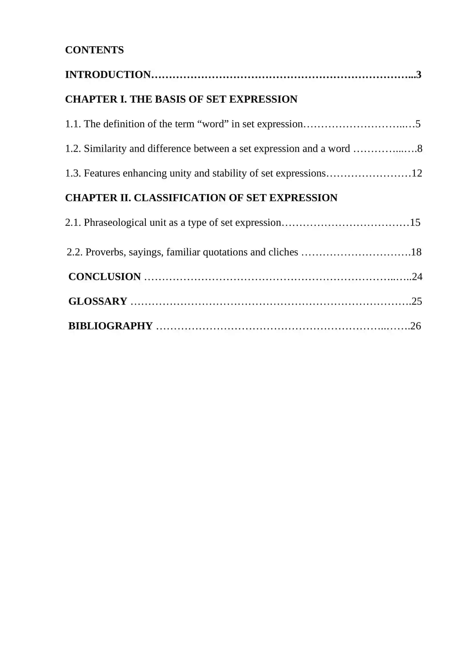 CRITERIA AND CLASSIFICATION OF SET EXPRESSION. 2