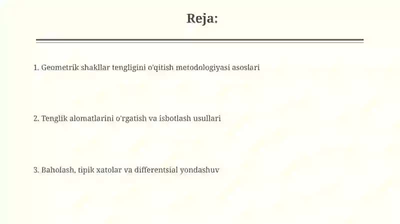 Geometrik figuralarning tengliginio’qitishmetodikasi 2
