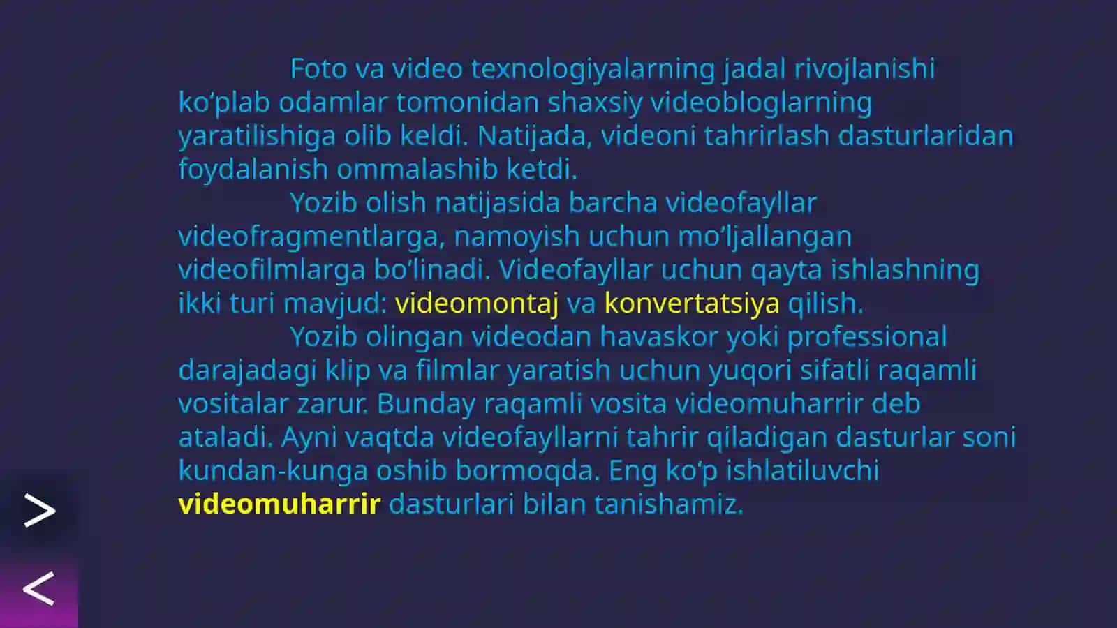 VIDEOMUHARRIR DASTURLARI VA ULARNING IMKONIYATLARI 2