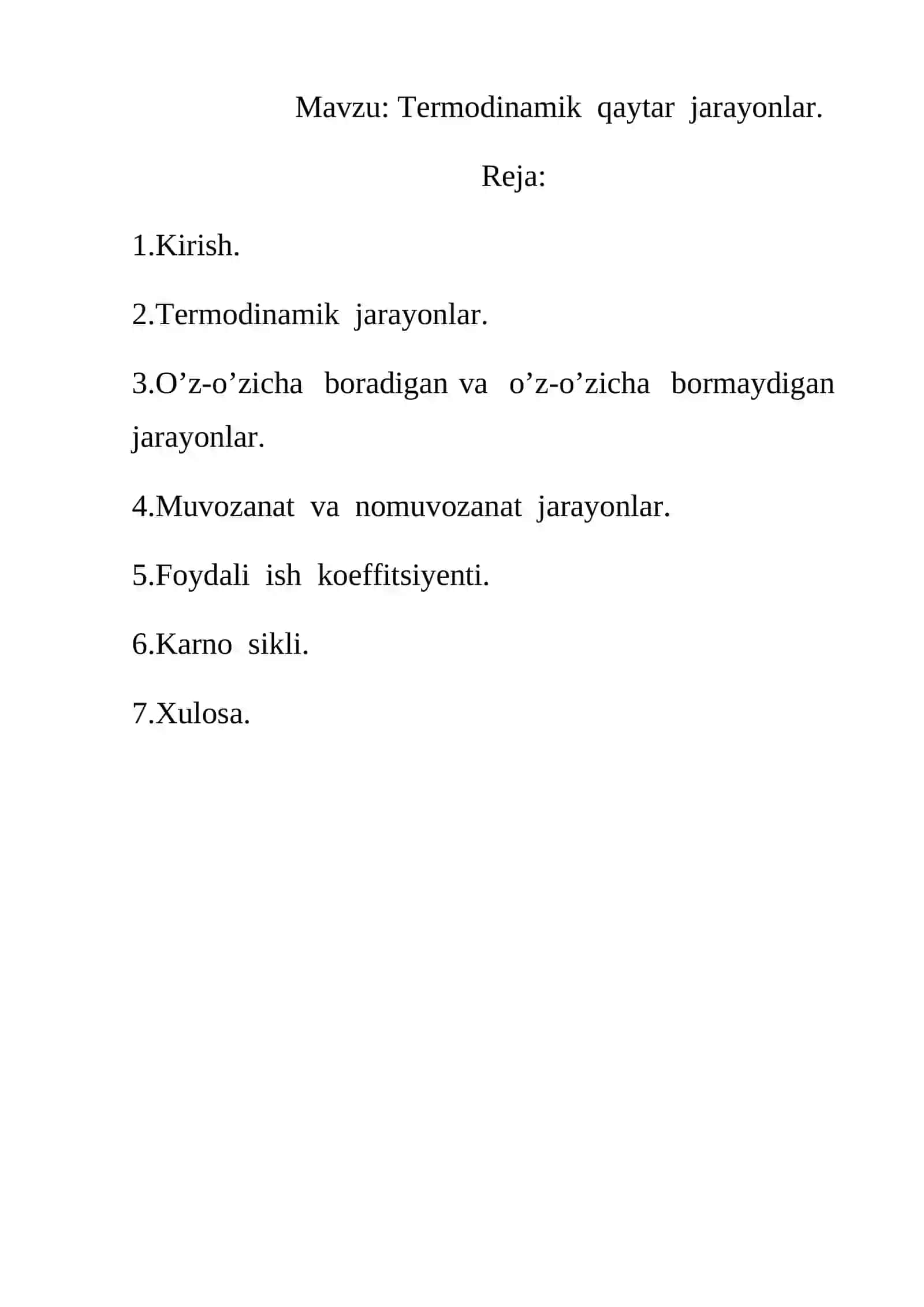 Termodinamik qaytar jarayonlar 2