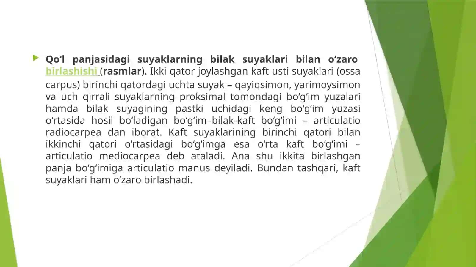 Qoʻlning erkin suyaklari birlashmalari 2