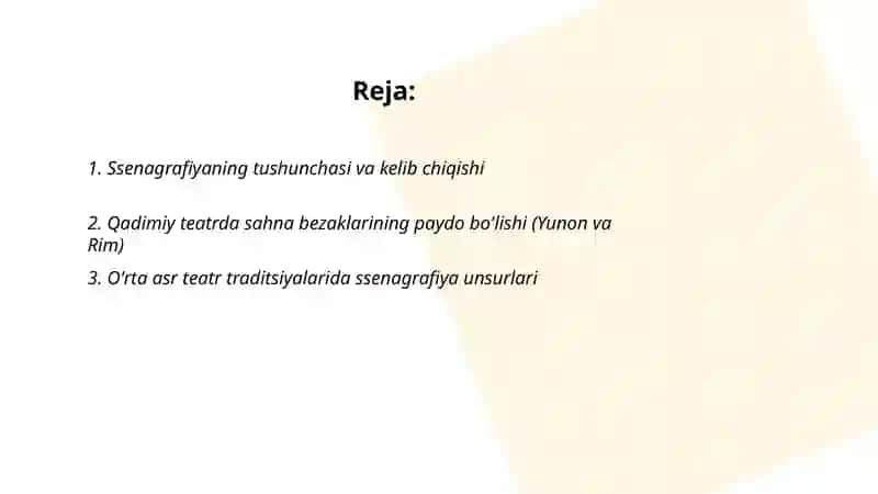 Ssenagrafiyani yuzaga kelishi 2